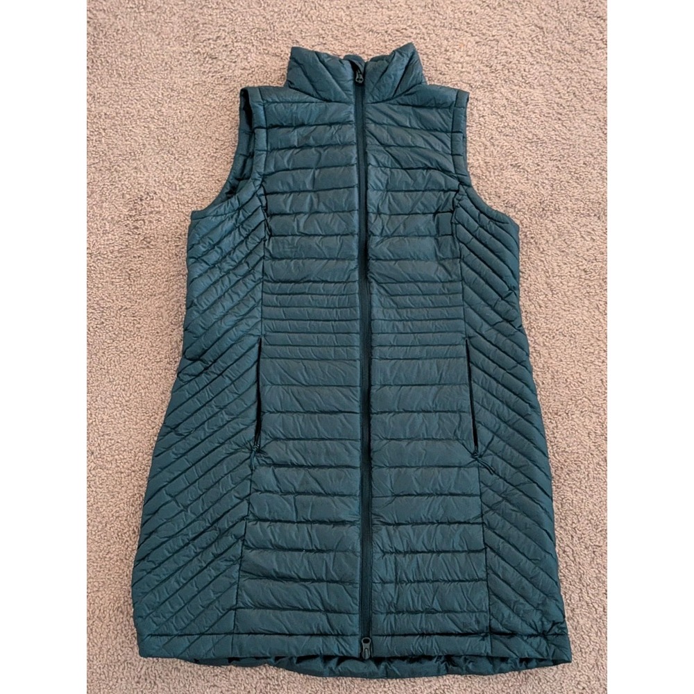 Duluth Trading Co Women's Down Right Long Vest Deep Lake Blue Medium NWT Puffer